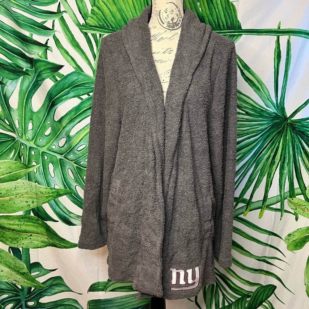 NFL NY New York Giants L Grey Sleepwear Lounge Dorm Casual Comfy Fuzzy Robe